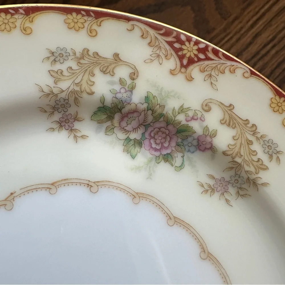 Noritake China Cardinal Rose 6 3/8” Plate Bread / Dessert Occupied Japan Vintage